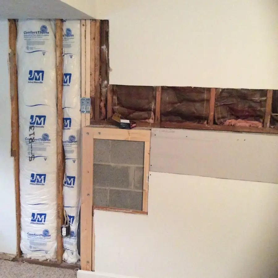 Wall insulation replacement during Basement Flood Cleanup in Delanco